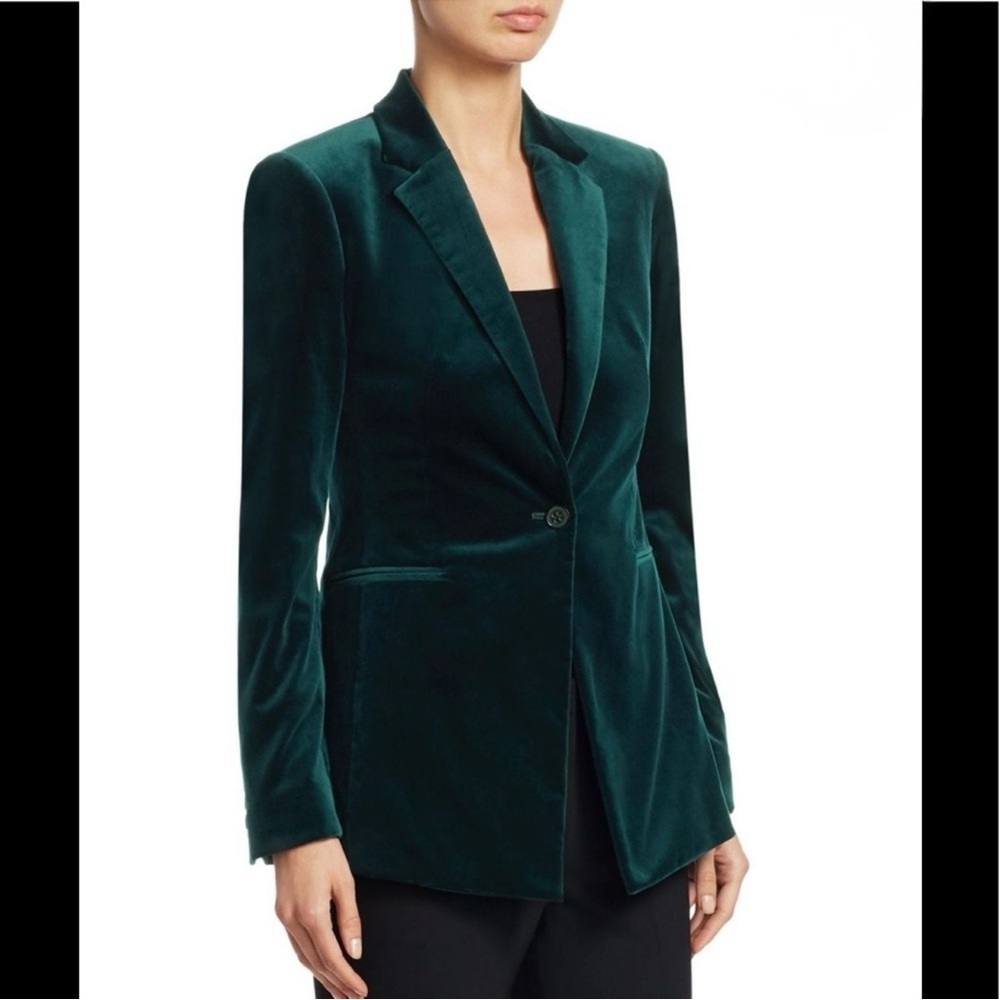 Theory Deep Teal Velvet Longline Blazer - Picture 2 of 9